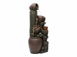 Merax Fuente de jardín para jardín y patio - 42 x 38 x 99 cm - con LED + bomba de agua - Resina - marrón Marru00f3n Online