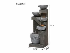 Merax Fuente Agua|Fuente de jardín para jardín y patio - 33,5 x 30,5 x 77,5 cm - con LED + bomba de agua - Resina -