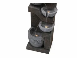 Merax Fuente Agua|Fuente de jardín para jardín y patio - 33,5 x 30,5 x 77,5 cm - con LED + bomba de agua - Resina -