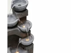 Merax Fuente Agua|Fuente de jardín para jardín y patio - 33,5 x 30,5 x 77,5 cm - con LED + bomba de agua - Resina -