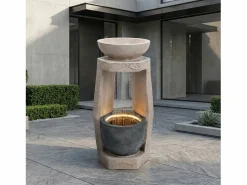 Fuente de jardín para jardín y patio - 36,5 x 36 x 81,5 cm - con LED + bomba de agua - Resina -^Merax