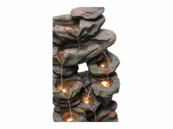 Merax Fuente de jardín para jardín y patio - 40 x 36 x 90 cm - con LED + bomba de agua - Resina - Gris Hot