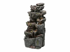Merax Fuente de jardín para jardín y patio - 40 x 36 x 90 cm - con LED + bomba de agua - Resina - Gris Hot
