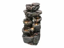 Merax Fuente de jardín para jardín y patio - 40 x 36 x 90 cm - con LED + bomba de agua - Resina - Gris Hot