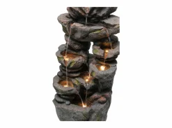 Merax Fuente de jardín para jardín y patio - 40 x 36 x 90 cm - con LED + bomba de agua - Resina - Gris Hot