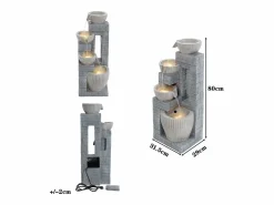 Fuente de jardín para patio/balcón/césped - 31,5 x 29 x 80 cm - con LED - Resina -^Merax Hot