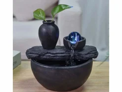 Zen Arôme Fuente de resina de interior con LED de sílice Negro New