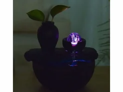 Zen Arôme Fuente de resina de interior con LED de sílice Negro New
