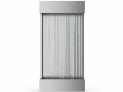 MYLIA Fuente Agua|Decoración De Jardín|Fuente mural exterior interior acero inoxidable LED, An. 56,5 x H. 112 cm, Plateada, SOLINA