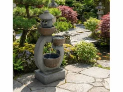 Fuente zen de exterior para jardín, terraza, balcón o césped - 44,5 x 25 x 95 cm - con LED - Resina -^Merax Discount