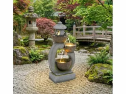 Fuente zen de exterior para jardín, terraza, balcón o césped - 44,5 x 25 x 95 cm - con LED - Resina -^Merax Discount