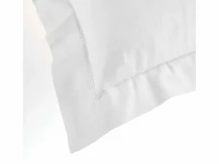 Douceur d'intérieur Funda De Almohada|Funda de Almohada Blanca "Lina" 63x63cm con Volante Plano 100% Algodón Oeko-Tex