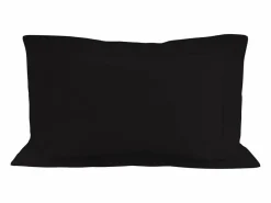 Soleil d'ocre Funda de almohada de algodón 57 hilos 50x70 cm LISO Negro