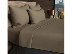 Soleil d'ocre Funda De Almohada|Funda de almohada rectangular US 50x75 cm en algodón liso 57 hilos taupe