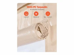 Funda de Gazebo Invierno SucceBuy, 3,66 x 4,9 m, Cubierta de Gazebo con Techo Rígido Doble, con Paneles Laterales, Ventanas de Malla, Material PE Alta Densidad Beige Hot