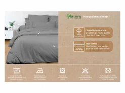 Soleil d'ocre Funda nórdica de algodón 240x220 cm PERCALE Gris Hot