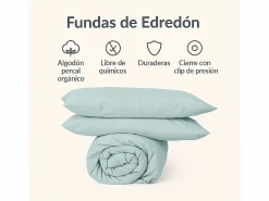 Funda nórdica verde agua 150x190/200 - 100% algodón orgánico premium^Morfeo Descanso Clearance