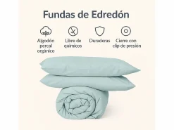 Funda nórdica verde agua 90x190/200 - 100% algodón orgánico premium^Morfeo Descanso New