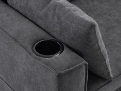 Fusio Primavera-Verano - Sofá Cama Angular 3 Plazas, Modular, Tela de Lino con Reposabrazos Portavasos - Ideal para Salón y Estancia^ Clearance
