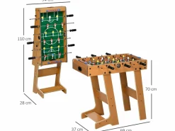 Homcom Futbolín|Futbolín de mesa madera natural 69x37x70 cm