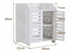 DripeX Gabinete de zapato 3 estantes, gabinete de zapato de entrada de 2 puertas, diseño de patrones de corte, 40x31x53cm, Blanco
