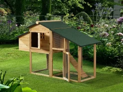 Vente-unique Cama De Animales De Compañía|Gallinero con cerca de madera - 4 gallinas - Ancho 173 x Prof. 64 x Alt. 108 - Natural - LEVAS