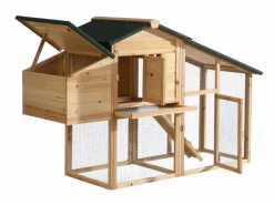 Vente-unique Cama De Animales De Compañía|Gallinero con cerca de madera - 4 gallinas - Ancho 173 x Prof. 64 x Alt. 108 - Natural - LEVAS