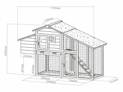 Vente-unique Cama De Animales De Compañía|Gallinero con cerca de madera - 4 gallinas - Ancho 173 x Prof. 64 x Alt. 108 - Natural - LEVAS