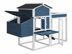 Vente-unique Cama De Animales De Compañía|Gallinero con valla y huerto - 4 gallinas - Alt. 109 cm - Azul y blanco CAMPORA