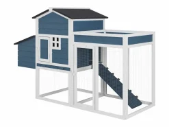 Vente-unique Cama De Animales De Compañía|Gallinero con valla y huerto - 4 gallinas - Alt. 109 cm - Azul y blanco CAMPORA
