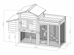 Vente-unique Cama De Animales De Compañía|Gallinero con valla y huerto - 4 gallinas - Alt. 109 cm - Azul y blanco CAMPORA