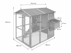Sweeek Gallinero de madera con corral para 6 a 8 gallinas madera Marru00f3n chocolate Online
