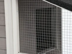 Vente-unique Gallinero de madera con cerca - 4 gallinas - Ancho 173 x Prof. 64 x A. 108 cm - Blanco - LEVAS Gris / Blanco Sale