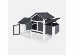 Gallinero de madera con corral para 3 gallinas antracita^Sweeek