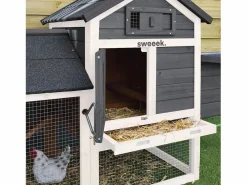 Gallinero de madera con corral para 3 gallinas antracita^Sweeek