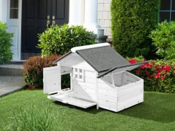 Vente-unique Cama De Animales De Compañía|Gallinero de madera con ponedero - 2 gallinas - L. 106 x Prof. 64 x Alt. .71 cm - - ANSER