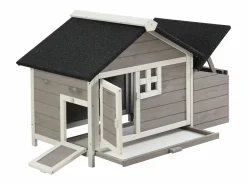 Vente-unique Gallinero de madera con ponedero - 2 gallinas - Ancho 106 x Prof. 64 x A. 71 cm - Natural - ANSER Gris / Blanco Clearance