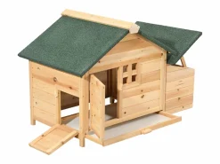 Vente-unique Cama De Animales De Compañía|Gallinero de madera con ponedero - 2 gallinas - Ancho 106 x Prof. 64 x Alt. 71 - Natural- ANSER