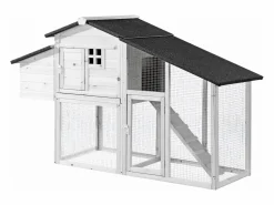 Vente-unique Gallinero de madera con valla - 4 gallinas - L. 173 x Prof. 64 x Alt. 108 cm - - LEVAS Blanco Outlet