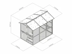 Gallinero de madera con valla - 10 gallinas - L. 266 x Prof. 174 x Alt. 205 cm - y blanco - FERAS^Vente-unique