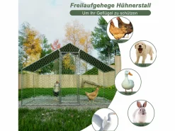 Gallinero metálico con cierre de seguridad y cubierta de PE impermeable 3,03x1,57x2m^Hauss Spole Hot