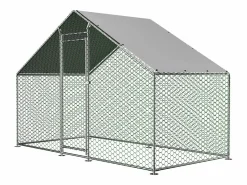 Gallinero metálico con cierre de seguridad y cubierta de PE impermeable 3,03x1,57x2m^Hauss Spole Hot