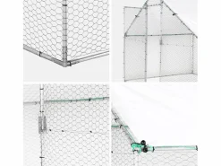 Sweeek Gallinero y aviario de acero galvanizado gris et vert Multicolor Sale