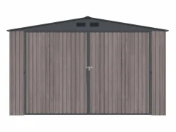EXPERTLAND Garaje|Garaje de acero galvanizado efecto madera gris 15,1 m² NERON