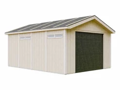 Timbela Garaje de calidad premium - 17 m² / L378xL530 cm - garaje para autos, motos, bicicletas, máquinas de jardinería - M991B Color natural claro Best