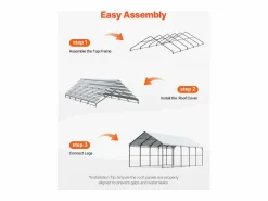 Garaje Metálico Robusto para Coches SucceBuy, 397 x 792 cm, Abriego Exterior Robusto para Coches y Barcos Plateado Hot