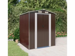 Garden Furniture - Cobertizo jardín acero galvanizado marrón oscuro 192x191x223 cm Marru00f3n Discount