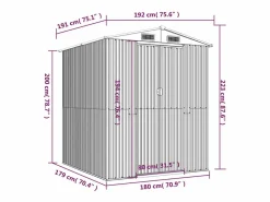 Garden Furniture - Cobertizo jardín acero galvanizado marrón oscuro 192x191x223 cm Marru00f3n Discount