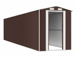 Garden Furniture Caseta De Jardín|- Cobertizo jardín acero galvanizado marrón oscuro 192x938x223 cm