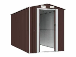 Garden Furniture Caseta De Jardín|- Cobertizo jardín acero galvanizado marrón oscuro 192x357x223 cm
